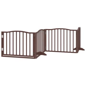 Foldable Dog Gate with Door - 320 cm Brown Oak | HipoMarket