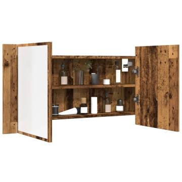 LED Mirror Cabinet in Old Wood - Stylish & Space-Saving