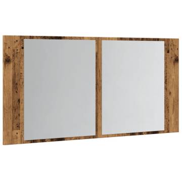 LED Mirror Cabinet in Old Wood - Stylish & Space-Saving