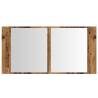 LED Mirror Cabinet in Old Wood - Stylish & Space-Saving