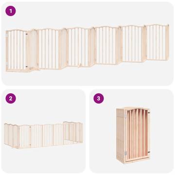 Foldable Dog Gate with Door - 12 Panels in Poplar Wood | HipoMarket