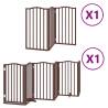 Foldable 9 Panel Dog Gate with Door - 450 cm Brown Poplar Wood