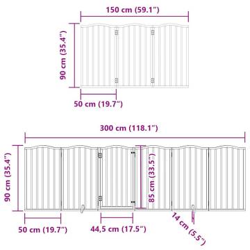 Foldable 9 Panel Dog Gate with Door - 450 cm Brown Poplar Wood