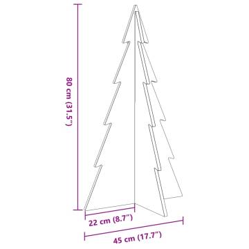 Wooden Christmas Tree - 80 cm Solid Pine for Holiday Decor