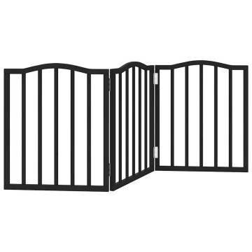 Foldable Dog Gate - 3 Panels Black | Durable Poplar Wood