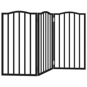 Foldable Dog Gate - 3 Panels Black 150 cm Poplar Wood