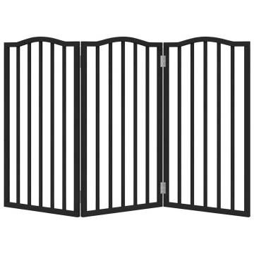 Foldable Dog Gate - 3 Panels Black 150 cm Poplar Wood