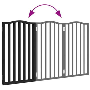 Foldable Dog Gate - 3 Panels Black 150 cm Poplar Wood