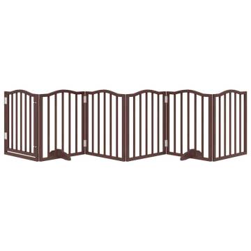 Foldable Dog Gate with Door - 300 cm Brown Oak | Hipo Market