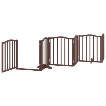 Foldable Dog Gate with Door - 300 cm Brown Oak | Hipo Market