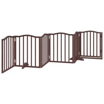 Foldable Dog Gate with Door - 300 cm Brown Oak | Hipo Market