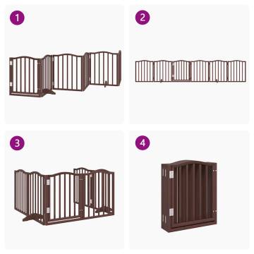 Foldable Dog Gate with Door - 300 cm Brown Oak | Hipo Market