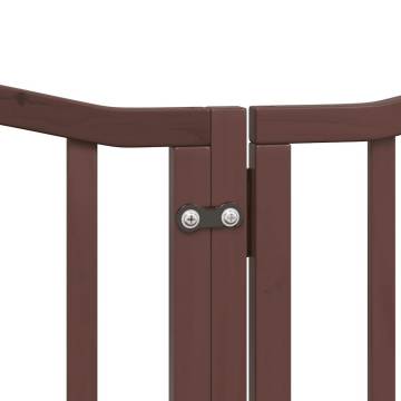 Foldable Dog Gate with Door - 300 cm Brown Oak | Hipo Market