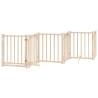 Dog Gate with Door - Foldable 6 Panels 300 cm Solid Wood Fir