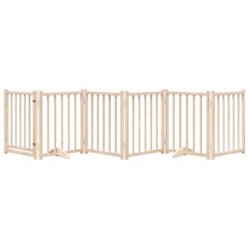 Dog Gate with Door - Foldable 6 Panels 300 cm Solid Wood Fir