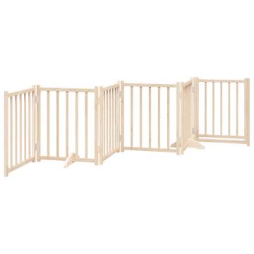 Dog Gate with Door - Foldable 6 Panels 300 cm Solid Wood Fir