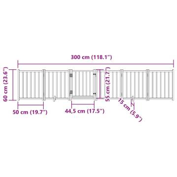 Dog Gate with Door - Foldable 6 Panels 300 cm Solid Wood Fir