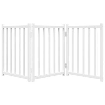 Foldable Dog Gate - 3 Panels White 150 cm Solid Wood Fir