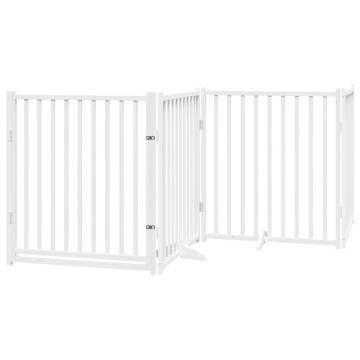 Dog Gate with Door - Foldable 4 Panels, 320 cm Solid Wood