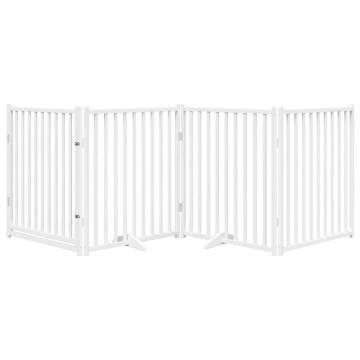 Dog Gate with Door - Foldable 4 Panels, 320 cm Solid Wood