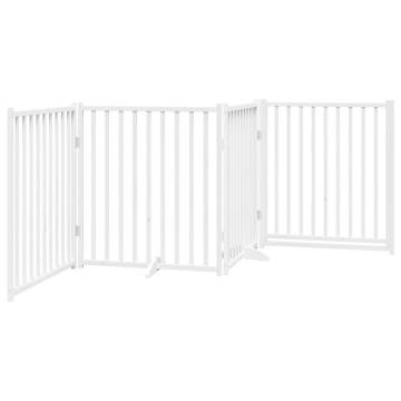 Dog Gate with Door - Foldable 4 Panels, 320 cm Solid Wood