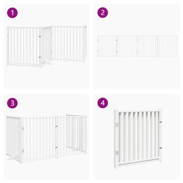 Dog Gate with Door - Foldable 4 Panels, 320 cm Solid Wood