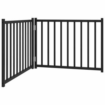 Dog Gate Foldable 2 Panels - Black Solid Wood Fir | HipoMarket