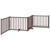 Foldable Dog Gate with Door - 320 cm Solid Wood Brown Oak