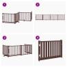 Foldable Dog Gate with Door - 320 cm Solid Wood Brown Oak