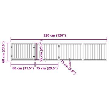 Foldable Dog Gate with Door - 320 cm Solid Wood Brown Oak