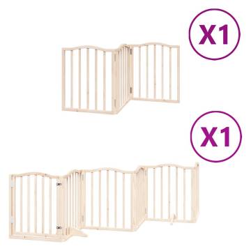 Foldable Dog Gate with Door - 450 cm Poplar Wood