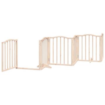 Foldable Dog Gate with Door - 450 cm Poplar Wood