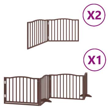 Foldable Dog Gate with Door - 8 Panels Brown - 640 cm