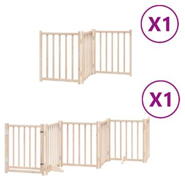 Dog Gate with Door - Foldable 9 Panels 450 cm Poplar Wood