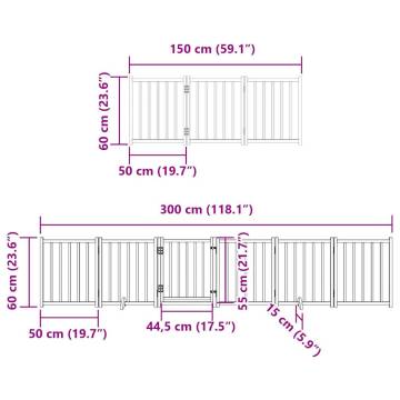 Dog Gate with Door - Foldable 9 Panels 450 cm Poplar Wood