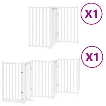 Foldable Dog Gate with Door - 450 cm Poplar Wood