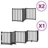 Foldable Dog Gate with Door - 600 cm, Black Poplar Wood