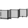 Foldable Dog Gate with Door - 600 cm, Black Poplar Wood