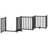 Foldable Dog Gate with Door - 600 cm, Black Poplar Wood