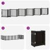 Foldable Dog Gate with Door - 600 cm, Black Poplar Wood