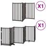 Foldable Dog Gate with Door - 9 Panels 450cm Black Wood