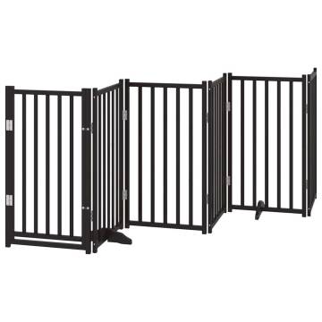 Foldable Dog Gate with Door - 9 Panels 450cm Black Wood