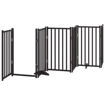 Foldable Dog Gate with Door - 9 Panels 450cm Black Wood