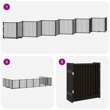 Foldable Dog Gate with Door - 12 Panels - 960 cm - Black