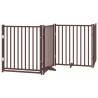 Foldable Dog Gate with Door - 640 cm Brown Poplar Wood