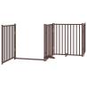 Foldable Dog Gate with Door - 640 cm Brown Poplar Wood