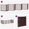 Foldable Dog Gate with Door - 640 cm Brown Poplar Wood