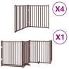 Foldable Dog Gate with Door - 12 Panels, Brown Poplar Wood