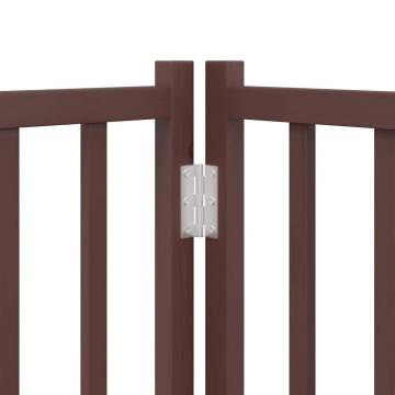 Foldable Dog Gate with Door - 12 Panels, Brown Poplar Wood