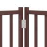 Foldable Dog Gate with Door - 12 Panels, Brown Poplar Wood